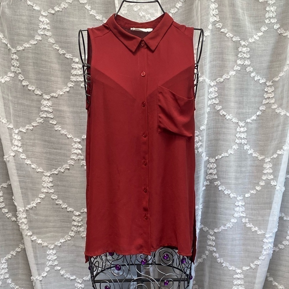 Lush rust button up collared top size XS